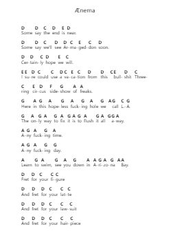 Ænema Nota surat piano oleh Tool - Arr.Caelaide Fieldtes