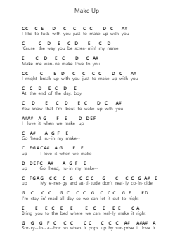 Make Up Piano letter notes by Ariana Grande - Arr.Manlass