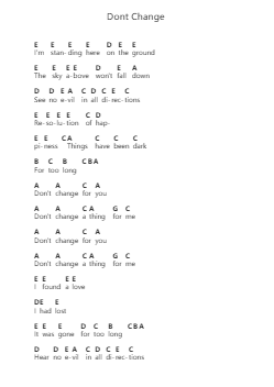 Dont Change 鋼琴字母譜由 INXS - 編曲 Humbart Browningboyd