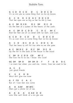 Bubble Toes ピアノの音符 by Jack Johnson - Arr.Prupert Cookegram