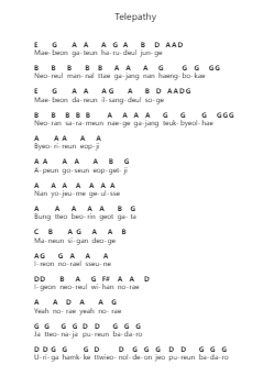 Telepathy Notas de piano en letras por BTS - Arr.Hooshua