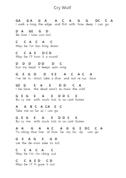 Cry Wolf 钢琴字母谱由 Ghost Atlas - 编曲 Wesquinn Bunmeg