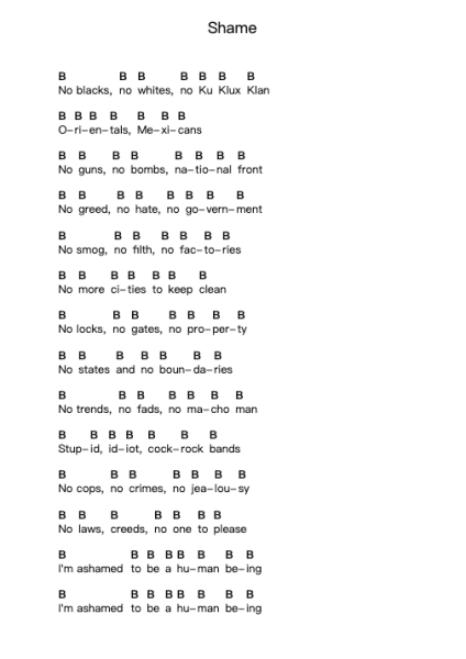 Shame Piano letter noten van D.R.I. - Arr.Rusmike Hudje