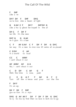 The Call Of The Wild पियानो पत्र नोट्स द्वारा Slash - Arr.Croftlitt