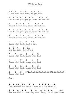 Without Me पियानो पत्र नोट्स द्वारा Eminem - Arr.Feliet Wolfgia