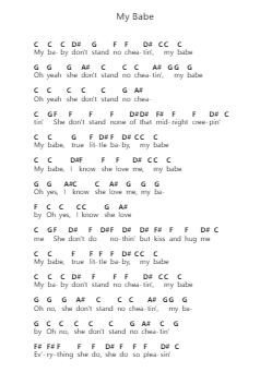 My Babe Piano letter notes by Little Walter - Arr.Atwright