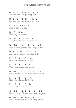 The Drugs Dont Work Piano letter notes by The Verve - Arr.Zangline