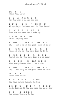 Goodness Of God Catatan huruf piano oleh CeCe Winans - Arr.Solin