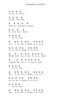 Consume Control Piano letter notes by Necrot - Arr.Jeamesney