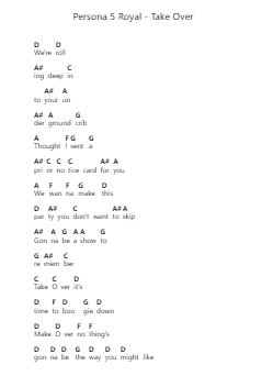 Persona 5 Royal - Take Over Piano letter notes by Misc Computer Games - Arr.Churmike