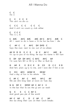 All I Wanna Do Piano letter notes by Sheryl Crow - Arr.Wildeh Francesgrace