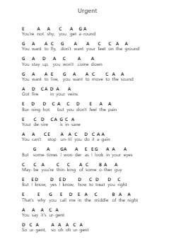 Urgent Piano letter noten van Foreigner - Arr.Reyler Poundien