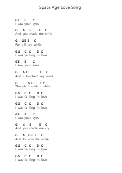 Space Age Love Song ピアノの音符 by A Flock of Seagulls - Arr.Sawoolf Phylhale