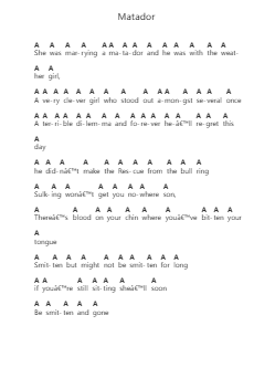 Matador Piano letter notes by Arctic Monkeys - Arr.Louisron Whitemax