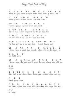 Days That End In Why Piano letter notes by Morgan Wallen - Arr.Philley Mabna