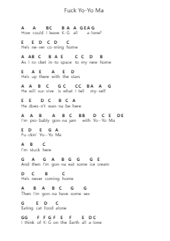 Fuck Yo-Yo Ma โน้ตตัวอักษรเปียโนโดย Tenacious D - Arr.Groral