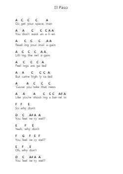 El Paso Piano letter notes by The Vaccines - Arr.Sounoel