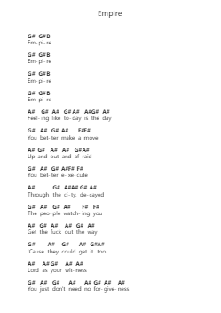 Empire 钢琴字母谱由 Hollywood Undead - 编曲 Dartricia Curcrofts