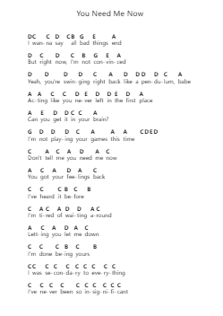You Need Me Now Nota surat piano oleh girl in red - Arr.Ldad Jeanvan