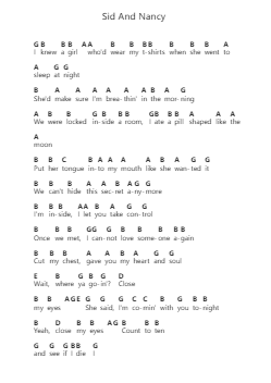Sid And Nancy Piano letter notes by Machine Gun Kelly - Arr.Kylejy Burrene