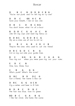 Boxcar Piano letter notes by Jawbreaker - Arr.Rebar Mulin