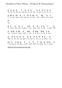 Akademia Pana Kleksa - Witajcie W Naszej Bajce ピアノの音符 by Misc Soundtrack - Arr.Jackbing Priceliot