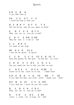 Sports Piano letter notes by Beach Bunny - Arr.Birdbrey