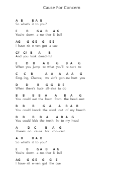 Cause For Concern Catatan huruf piano oleh Lovejoy - Arr.Boycegold