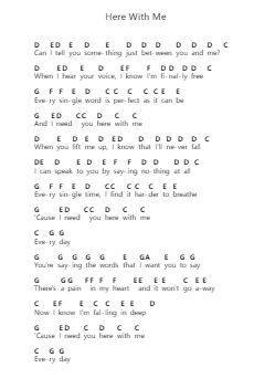 Here With Me Piano letter notes by Marshmello - Arr.Urdia Janhue