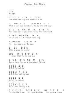Concert For Aliens Piano letter notes by Machine Gun Kelly - Arr.Janecher Duh