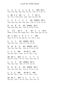 Look At Little Sister Piano letter notes by Stevie Ray Vaughan & Double Trouble - Arr.Yearod