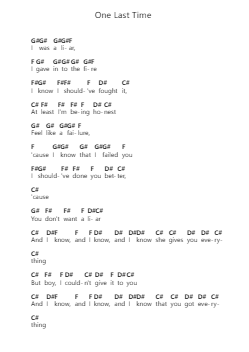 One Last Time Nota surat piano oleh Ariana Grande - Arr.Anolds