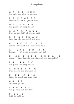 Ausgehen 鋼琴字母譜由 AnnenMayKantereit - 編曲 Toddgail