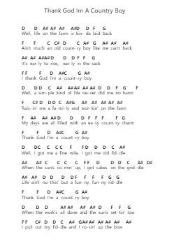 Thank God Im A Country Boy Klavierbuchstaben-Noten von John Denver - Arr.Keatsyoung