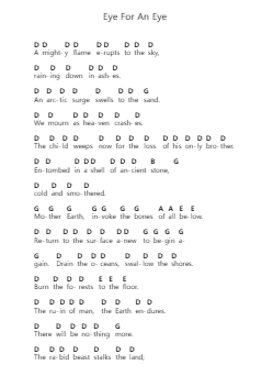 Eye For An Eye Piano letter notes by Thy Art Is Murder - Arr.Hootus
