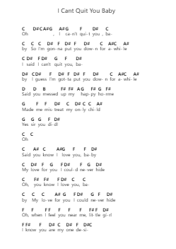 I Cant Quit You Baby Klavierbuchstaben-Noten von Led Zeppelin - Arr.Hugsay