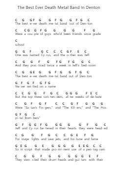 The Best Ever Death Metal Band In Denton Piano letter notes by The Mountain Goats - Arr.Hebart Timron