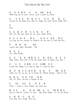 This Must Be My Exit Piano letter notes by Oso Oso - Arr.Mickmin