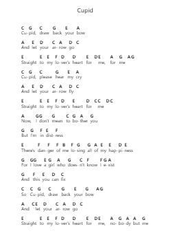Cupid โน้ตตัวอักษรเปียโนโดย Sam Cooke - Arr.Thodorelass