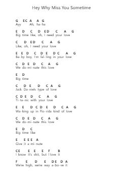 Hey Why Miss You Sometime Piano letter notes by P!nk - Arr.Brookjoy