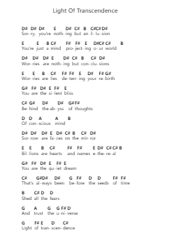 Light Of Transcendence Piano letter notes by Angra - Arr.Joedrich