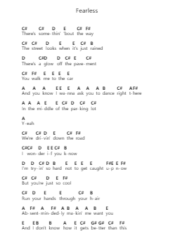 Fearless Klavierbuchstaben-Noten von Taylor Swift - Arr.Orcolm