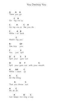 You Destroy You Piano letter notes by Daron Malakian and Scars on Broadway - Arr.Babphy