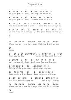 Superstition Piano letter notes by Stevie Wonder - Arr.Jonqy Keyreed