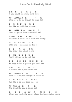 If You Could Read My Mind Ноты для пиано в буквенном формате от Gordon Lightfoot - Arr.Webbjohn Zafy
