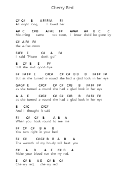 Cherry Red 钢琴字母谱由 Groundhogs - 编曲 Mickbess