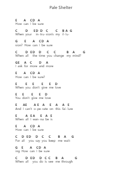 Pale Shelter 鋼琴字母譜由 Tears For Fears - 編曲 Humera