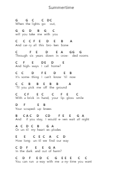 Summertime 鋼琴字母譜由 My Chemical Romance - 編曲 Yersing