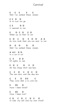Carnival Notas de piano en letras por Natalie Merchant - Arr.Bradfred Copsweet