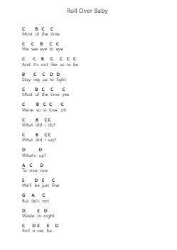 Roll Over Baby Piano letter notes by LANY - Arr.Gemruth Montlyn